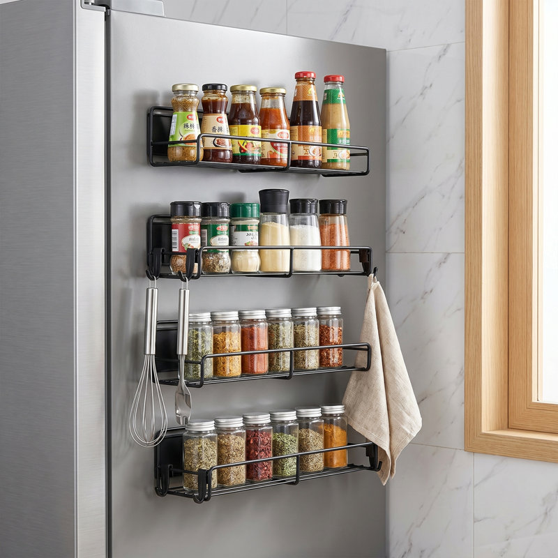 4-Pack Magnetic Fridge Spice Storage Rack
