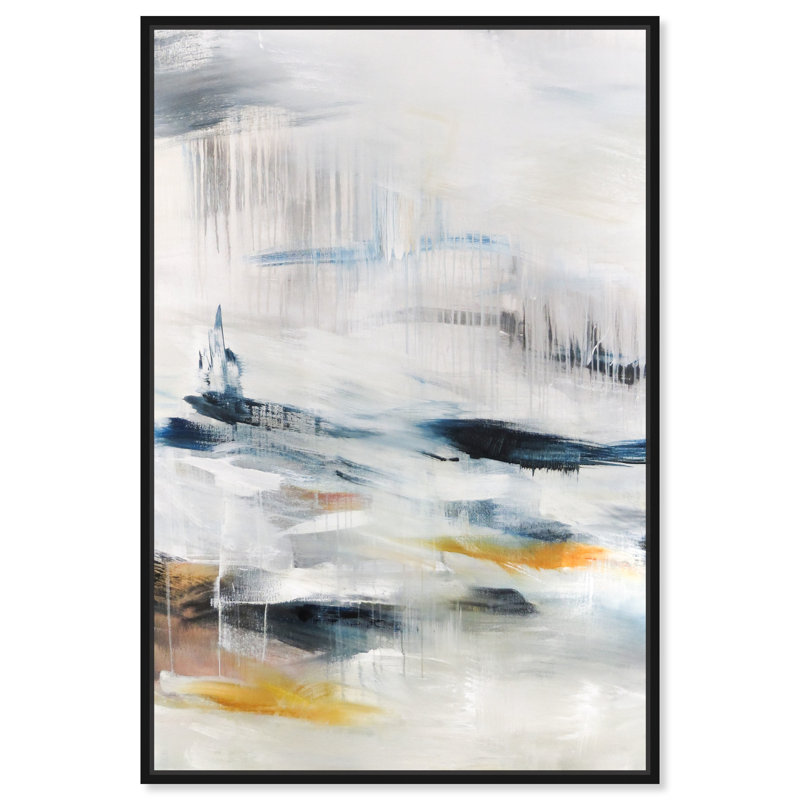 Modern Abstract Snow Landscape Print, Black Framed Canvas, 31" H x 21" W