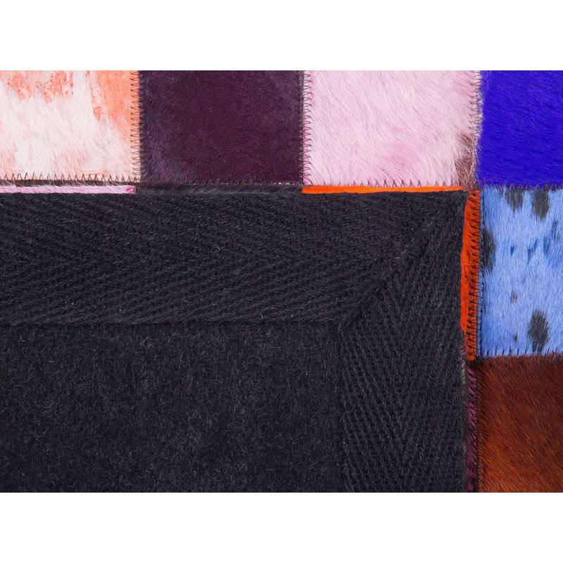 Geometric Cowhide Hand Woven Area Rug, Square 200cm