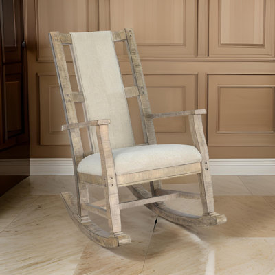 Chaise berçante, siège et dossier à coussin, en bois d'acajou brun