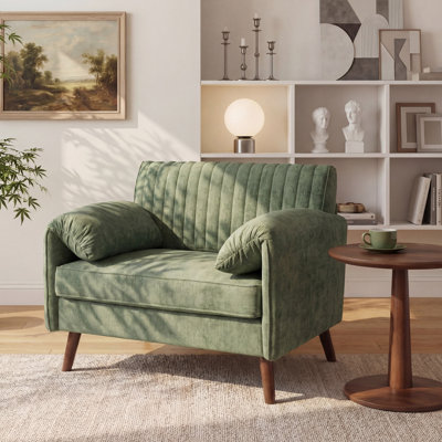 Oversized Accent Chair, 43.3" Modern Piping Single Armchair With 37.8" Seat, Quilting Backrest, Padded Arms, Wood Legs For Living Room