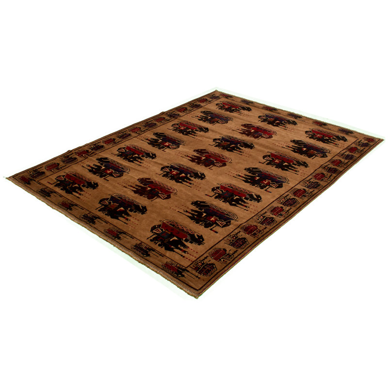 Tapis unique en laine noué à la main brun clair / brun de 6 pi 11 po x 9 pi 5 po Reiff 2010