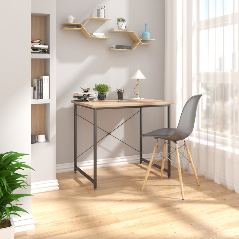 Akron Desk, Black, Light Oak, 70cm H x 80cm W x 60cm D