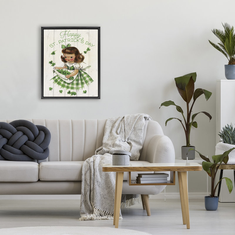 Cadre flottant rétro pour fille, design par Lux + Me Designs, H 21 po x l 17 po, Cadre flottant noir de jais