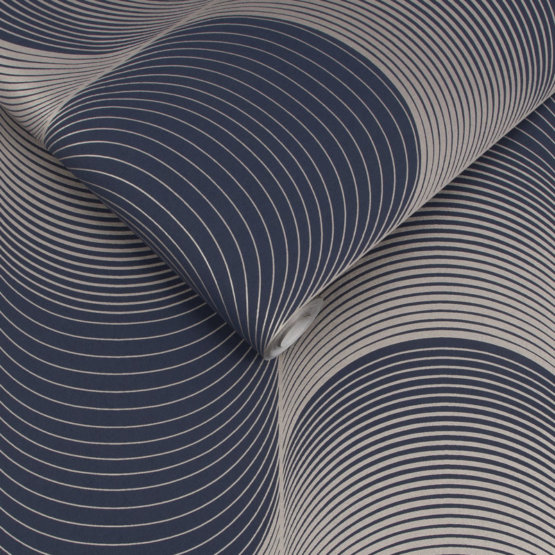 Geometric Double Roll, Navy/Gold