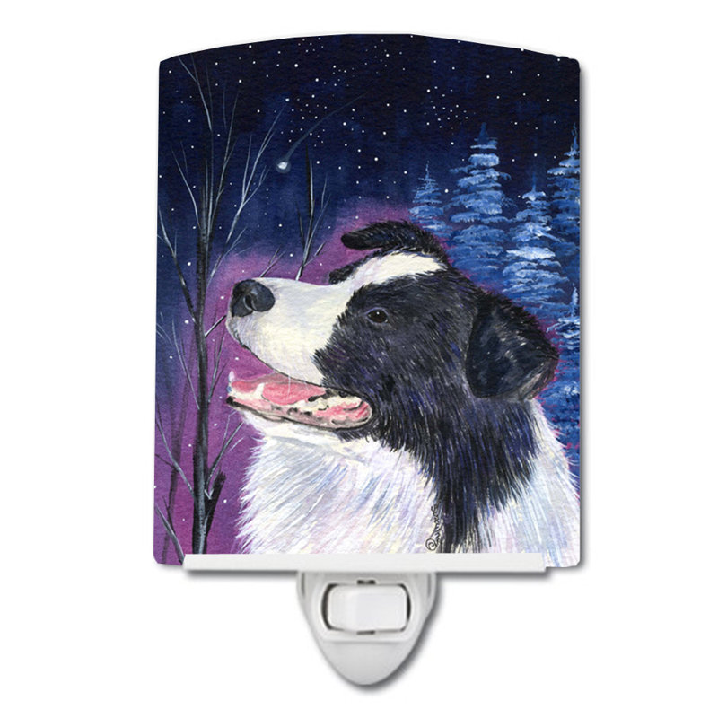 Starry Border Collie Ceramic Night Light