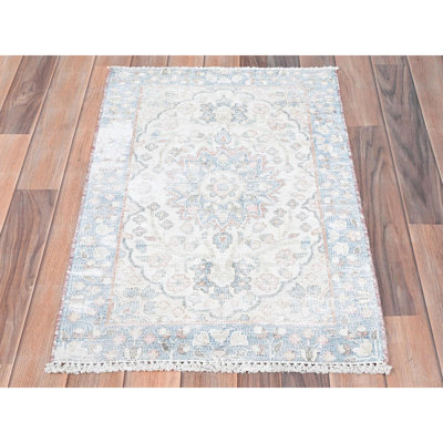 Sharrel One-of-a-Kind Rectangle 2'0" X 2'9" 1960s Area Rug in Ivory