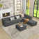 Ottoman Modern Minimalist Sectional Sleeper Sofa | Terrycloth | Space-Efficient for Living Room Bedroom