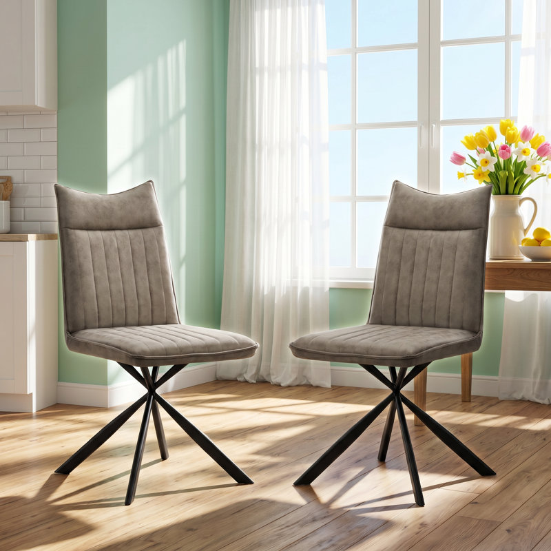Chaise de salle à manger, ensemble de 2, côté, rembourré, cuisine, salle à manger, tissu métallique, contemporain, moderne