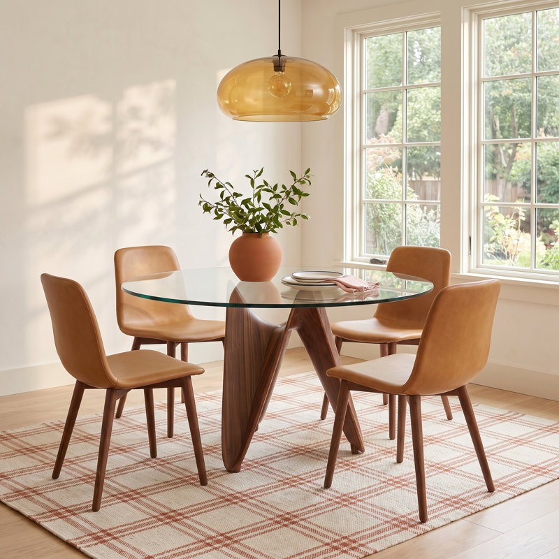 Amina Round Glass Top Dining Table