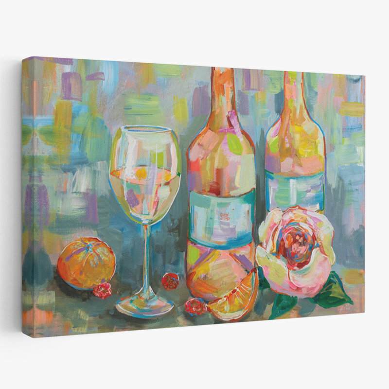 Blue And Coral Blush Art, 24" H x 36" W