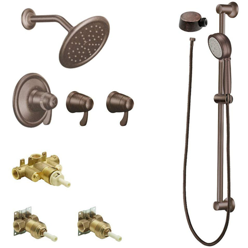 Système de douche complet à contrôle de volume thermostatique avec soupape grossière exacttemp, Bronze huilé