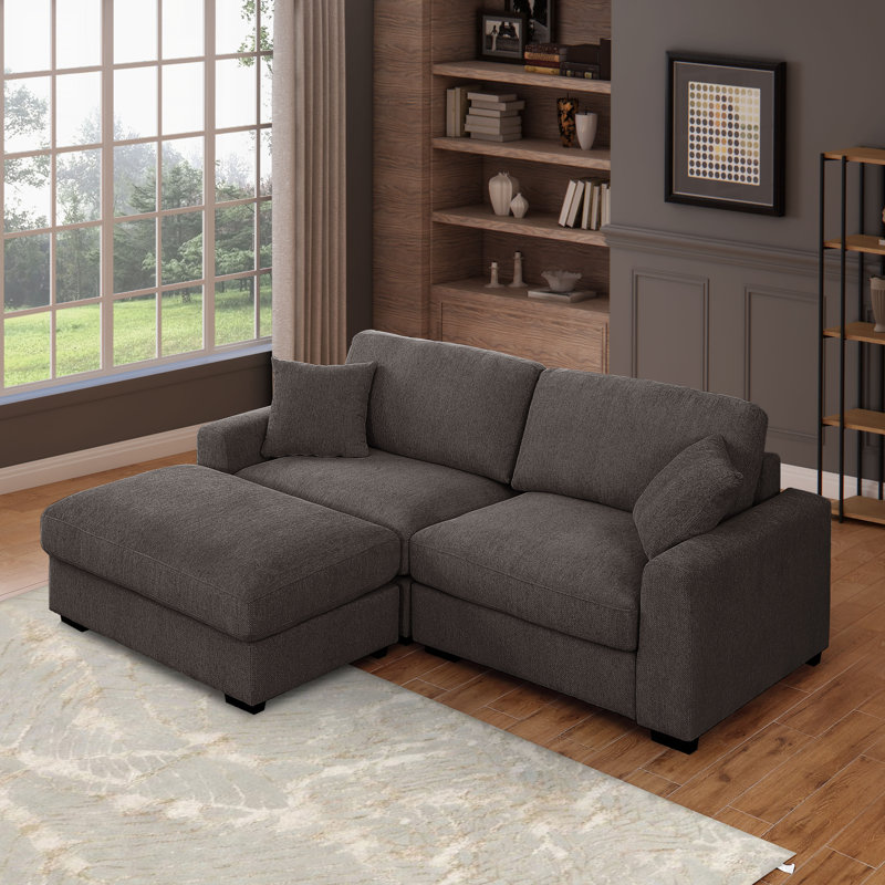 Canapé-lit modulaire surdimensionné en chenille de 91 po avec housse lavable en nuage avec repose-pieds et housse lavable