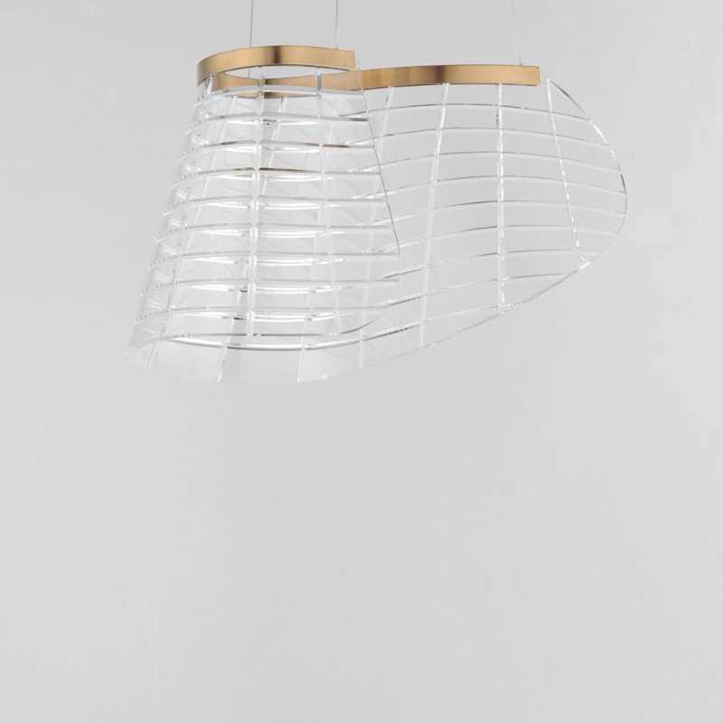 Luminaire suspendu simple tartan, Champagne brossé