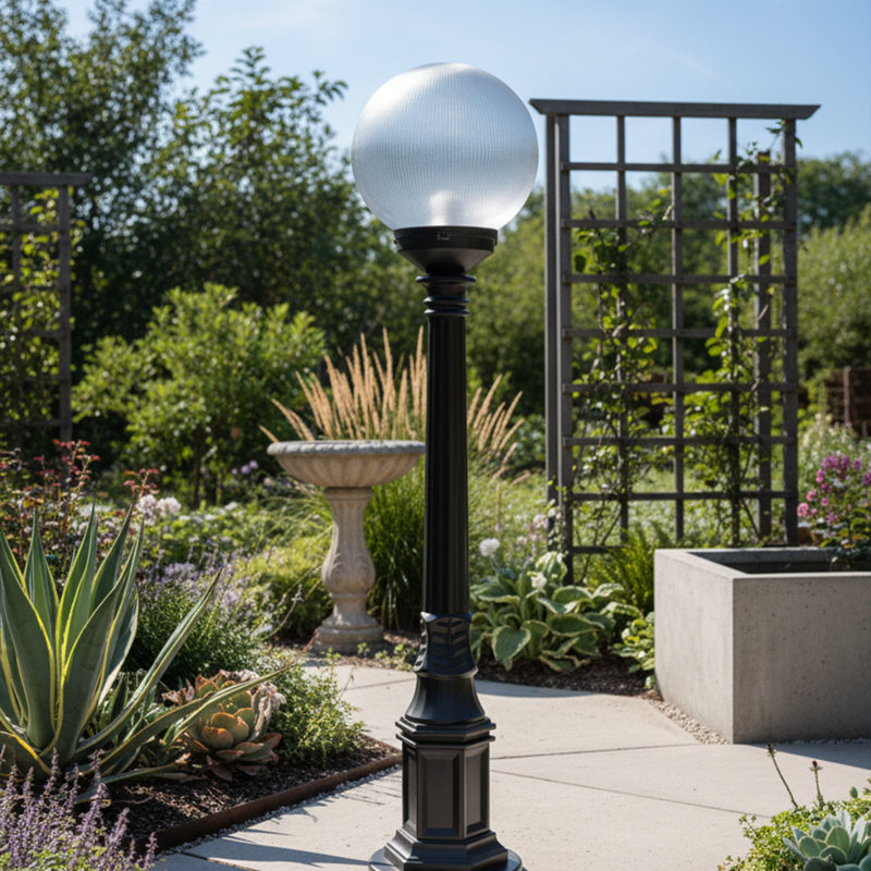 Lampadaire extérieur d'extérieur noir avec abat-jour en acrylique