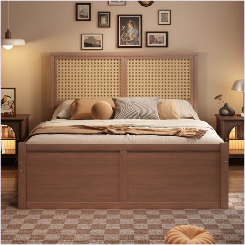 Wood Storage Platform Bed With 4 Drawers, Espresso, Queen