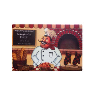 Fat Chef Kitchen Rugs and Mats Sets of 2,Red Kitchen Decoration