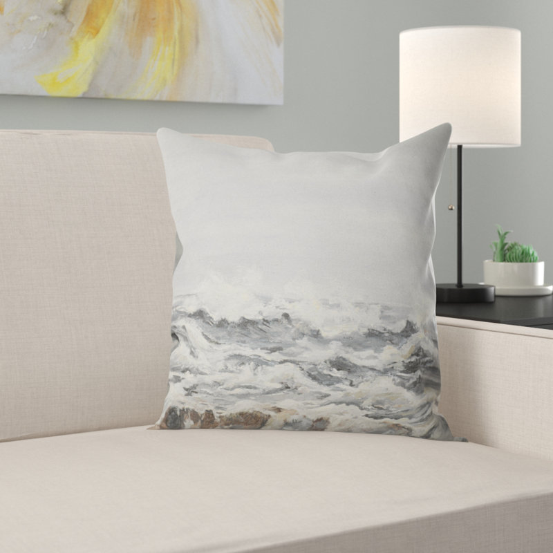 Coussin Grey Sea Waves - Sea & Shore, 18 po x 18 po, Coussin décoratif