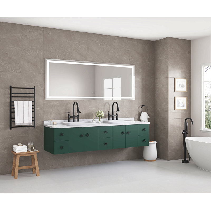 Le miroir de salle de bain 72 * 32 est multifonctionnel et chaque fonction est contrôlée par un bouton tactile intelligent.