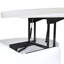 Table basse ronde blanche à 1 tiroir avec plateau en marbre et placage de grain de bois 29,5 po