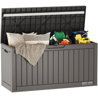 Outdoor Storage Box, 60 Gallon Deck Box Indoor And Outdoor Use, Waterproof Resin Storage Bin For Patio Cushions, Gardening Tools, Lockable, UV Resista by Textiles Hub