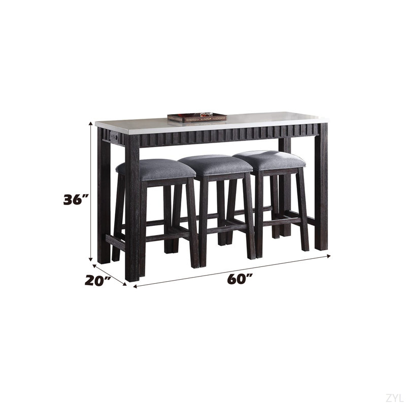 Ensemble de tables à hauteur de comptoir 4 pièces Necalli