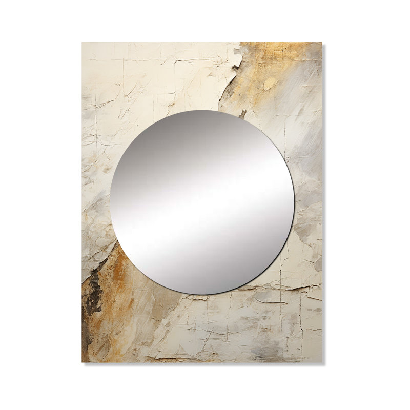 «Flux Earth Minimalist Fossils II - Abstract Collages Unique Wall Mirror Decor», grand miroir moderne, impression d'art en métal