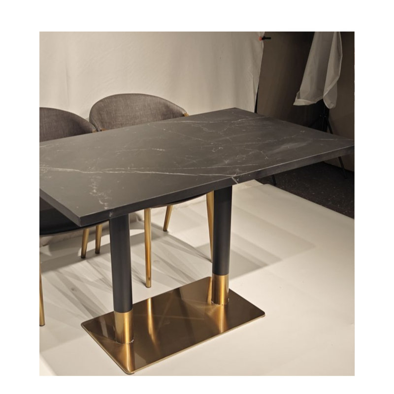 Rahn Faux Marble Double Pedestal Dining Table, Black
