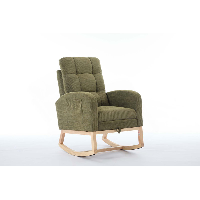 Chaise berçante moderne avec dossier haut, repose-pieds réglable et poche latérale pour le salon, Cyan