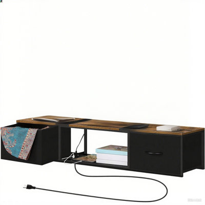 Wall - Mounted TV Stand w/Strip, Burned by Ebern Designs