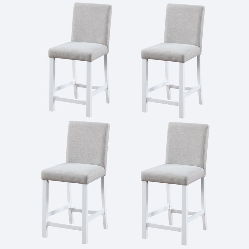 Ensemble de 4 chaises à hauteur de comptoir avec siège en lin rembourré et dossier haut ergonomique pour la cuisine ou la salle à manger