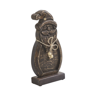 Rustic Cheer Dark Wooden Santa 11x5.5x2