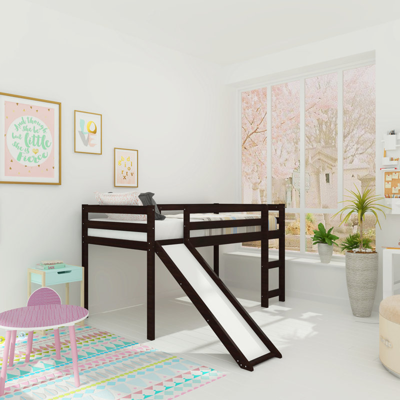 Lit mezzanine avec glissade pour enfants Modern, Espresso