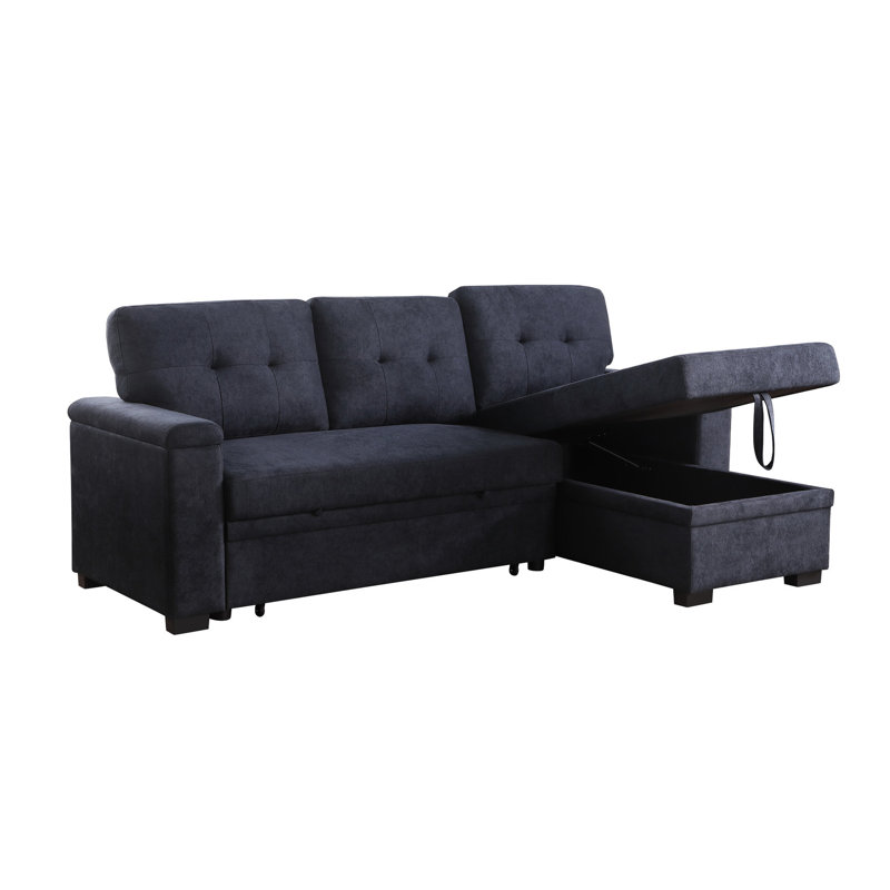 Canapé modulaire en tissu gris foncé avec méridienne réversible et canapé-lit avec rangement rembourré en mousse 83,56 po Largeur du produit