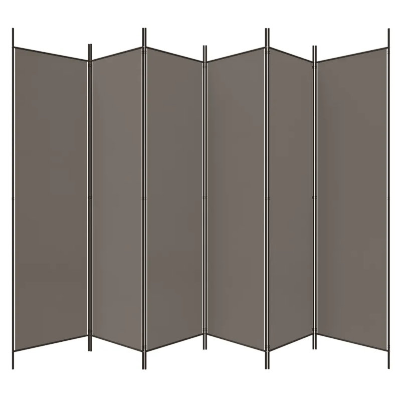 Kasimir Folding Room Divider, Anthracite, 6, 220cm H x 300cm W