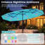 Parasol de patio à double face avec manivelle solaire à DEL changeant de couleur turquoise-602091742