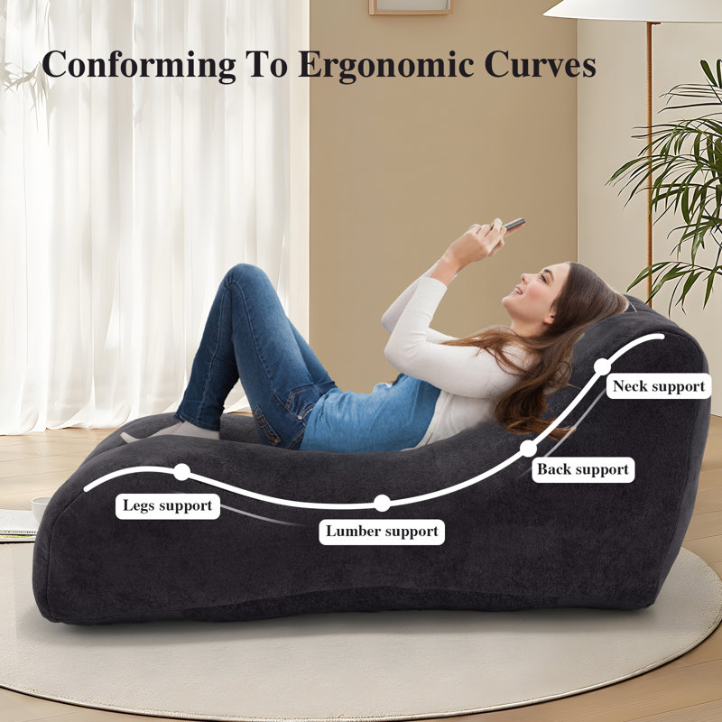 Couch And Lounger Bean Bag Sofa Chair With Premium Sponge For Bedroom,Living Room And Balcony, Black Fabric;Cotton Blend