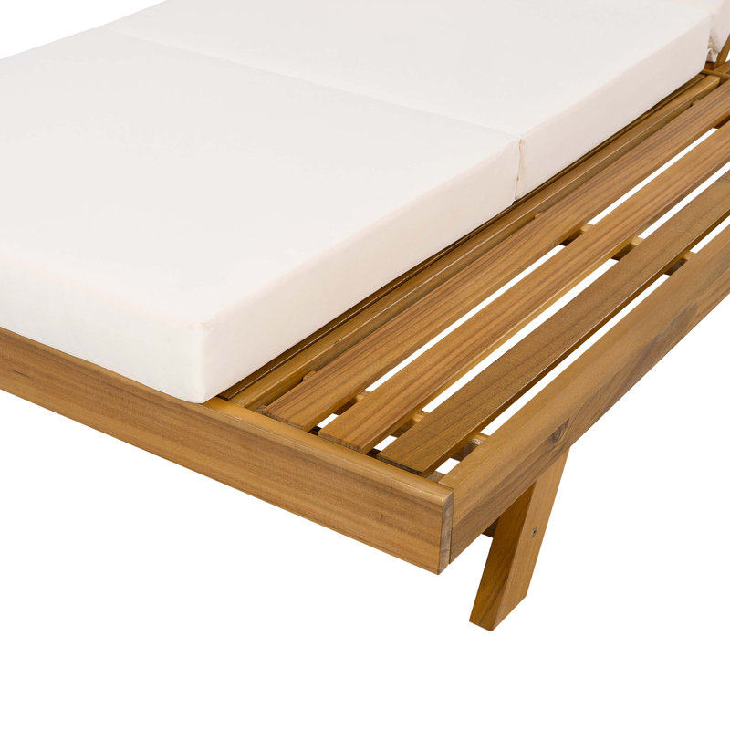 Lounge Chaise With Headrest, Space Available On One Side,Acacia Wood With Water-Resistant Lounge Cushions (3-Fold & 4 Inch) - Matching Version Available