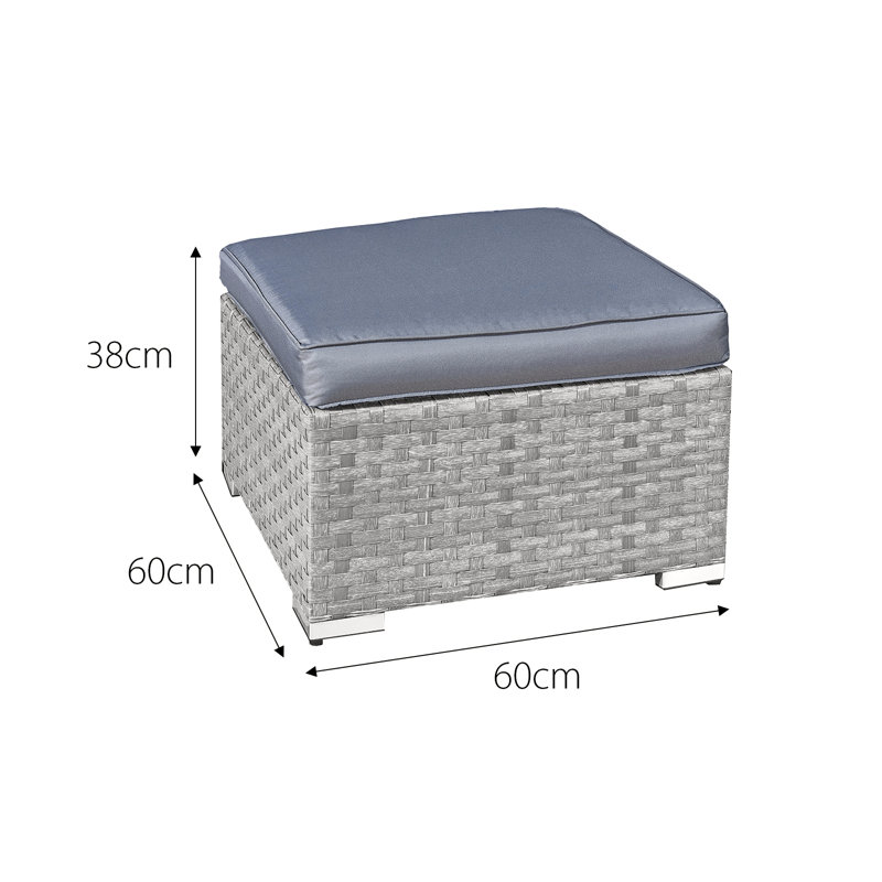 Malta Rattan Footstool, Dove Grey