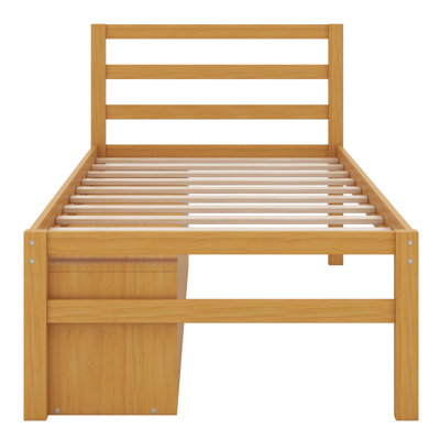Wood Platform Bed With Removable Storage Shelves BuiltIn Two Storage Drawers For Added Convenience