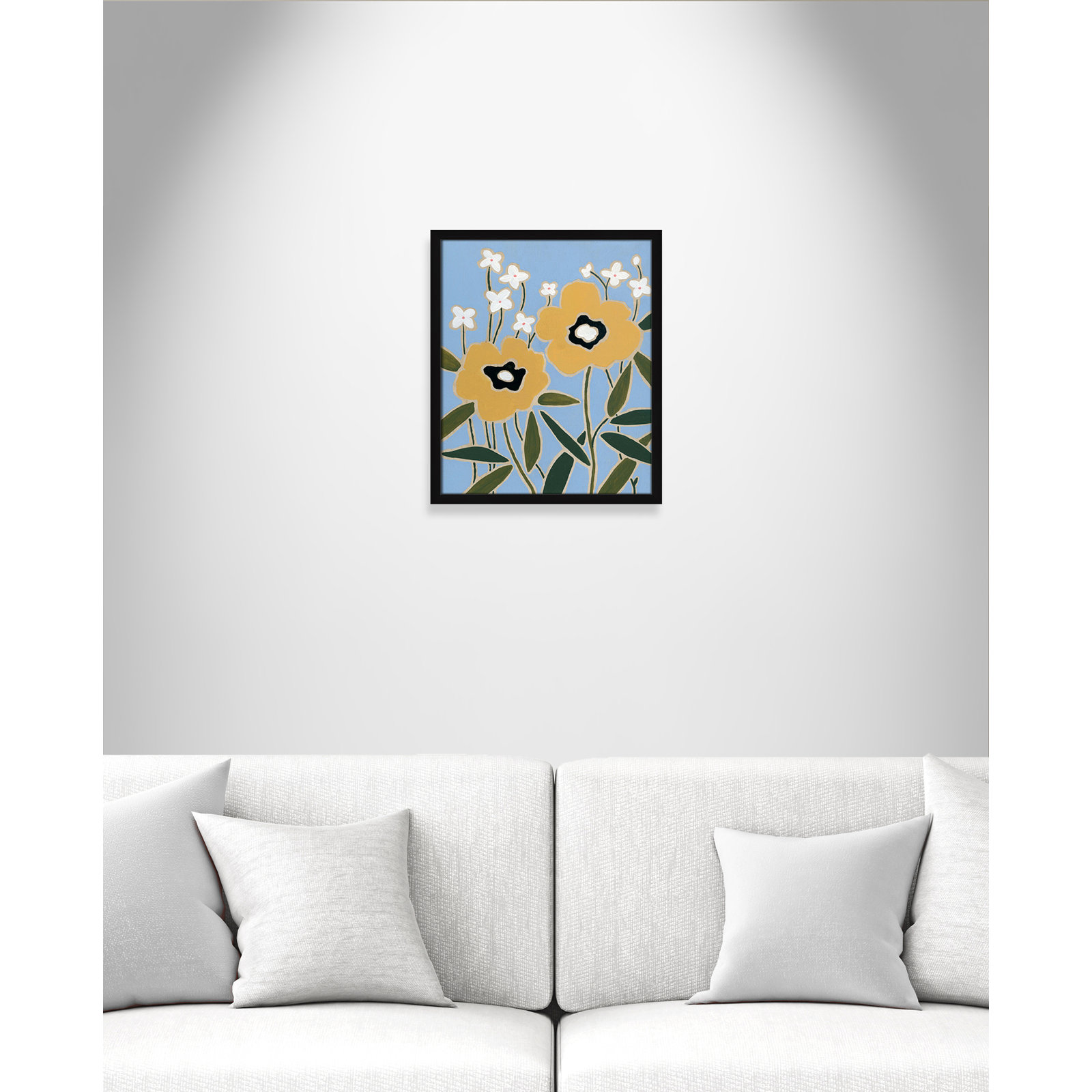 Woodblock Floral II by - Single Picture Frame Print, Satin Black Framed, 19" H x 16" W x 1.25" D