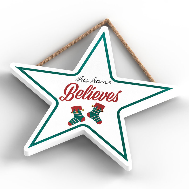Xmas This Home Believes Wooden Star Plaque