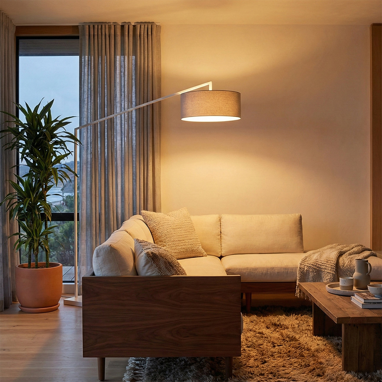 Stretch 87" Dimmable Floor Lamp, Cashmere Gray