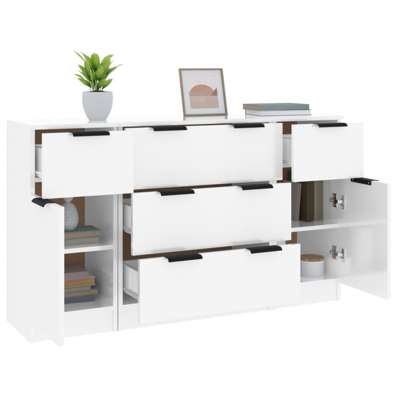 Kashun 69.5Cm Wide 3 Drawer Highboard, White