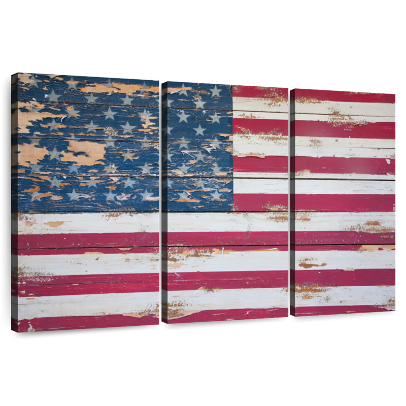 Borges Distressed American Flag, 20" H x 33" W