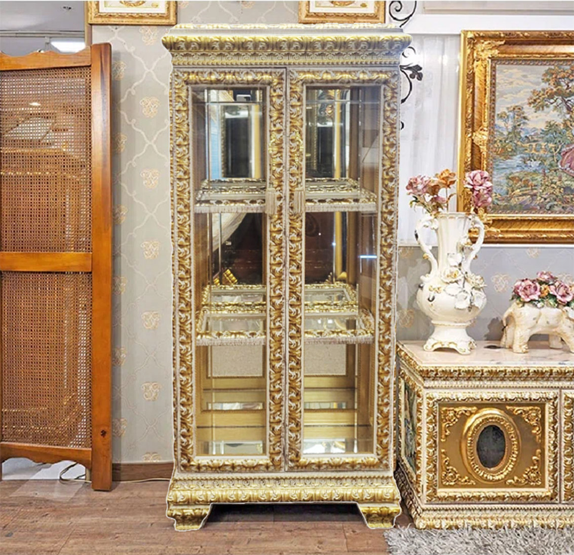 Hrisha Lighted Curio Cabinet