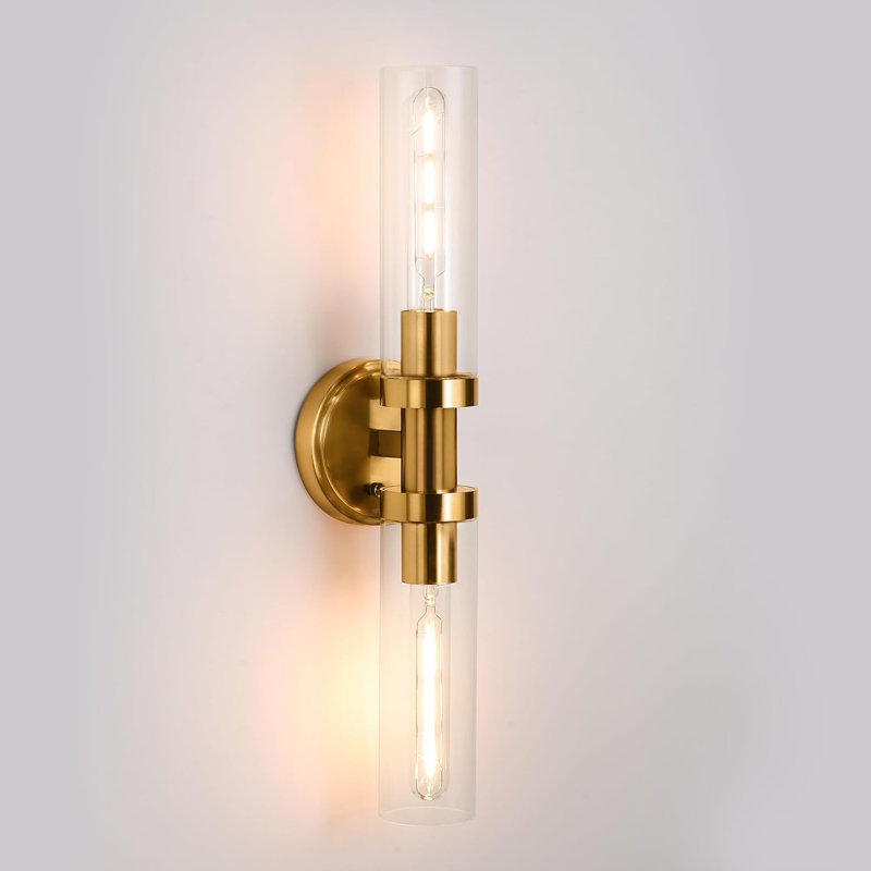 Modern Brushed Gold Wall Sconce Light Fixture For Bathroom Vanity, Bedroom, And Kitchen, E26 Bulb Compatible, Easy Installation, Versatile Design