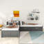 Lit plateforme en L avec lit gigogne, tiroirs et bureau en L-2105797027