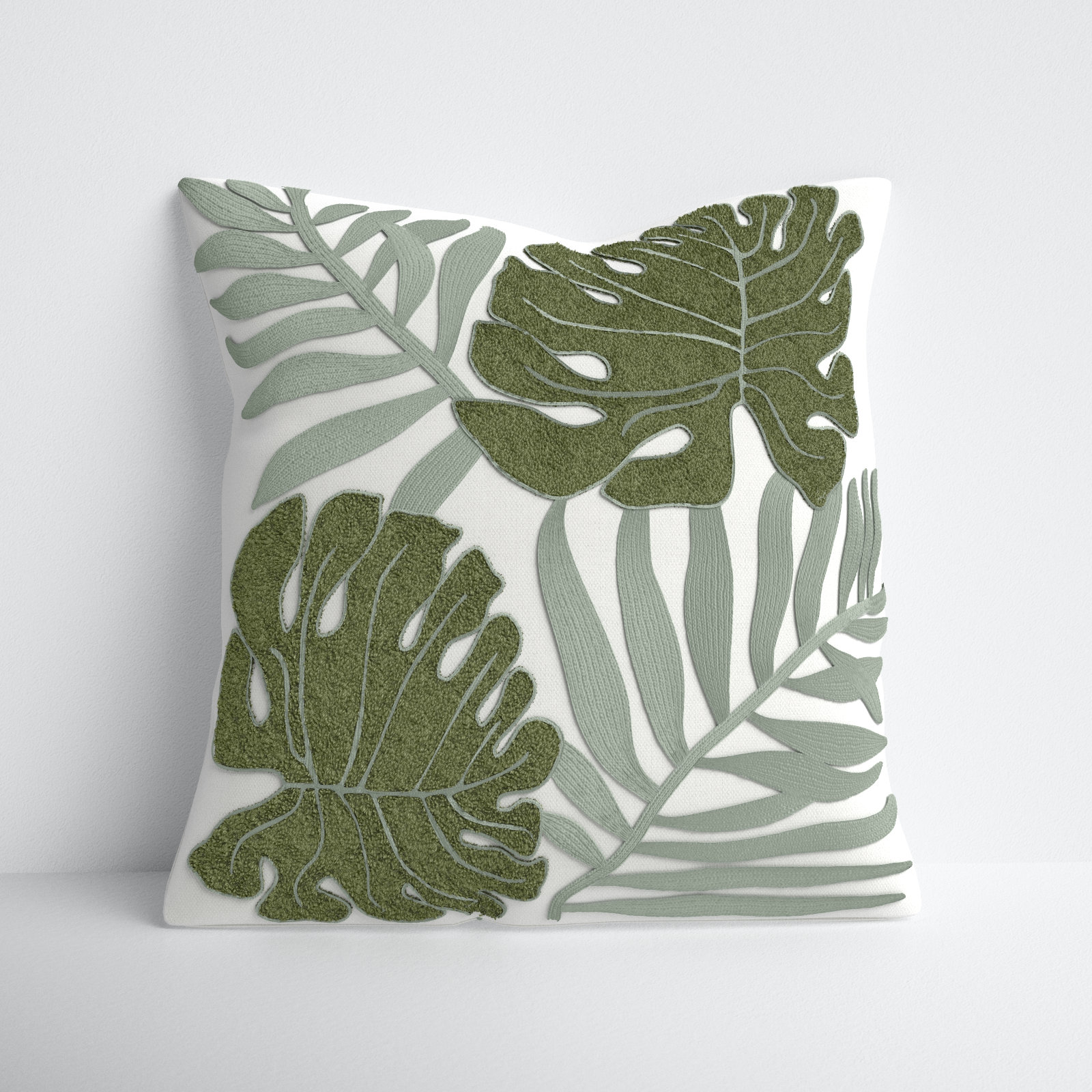Elsa Appliqued Throw Pillow, Green