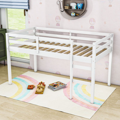Kaisei Twin Wooden Loft Bed With Ladder